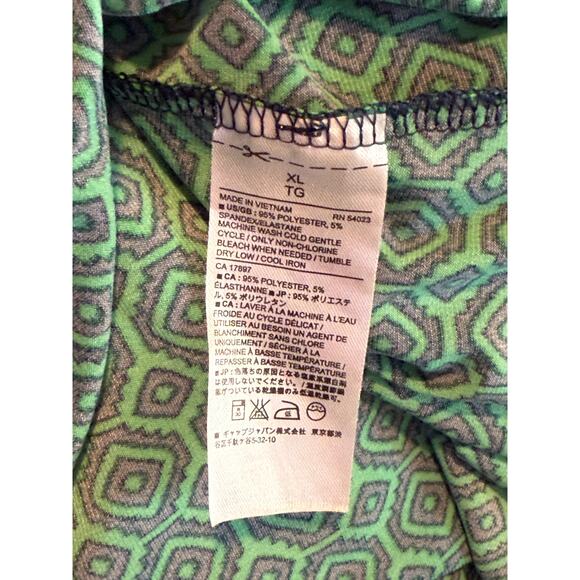 Banana Republic Maxi Dress Women X Large Green Geometric Jersey Knit Stretch - Picture 6 of 7